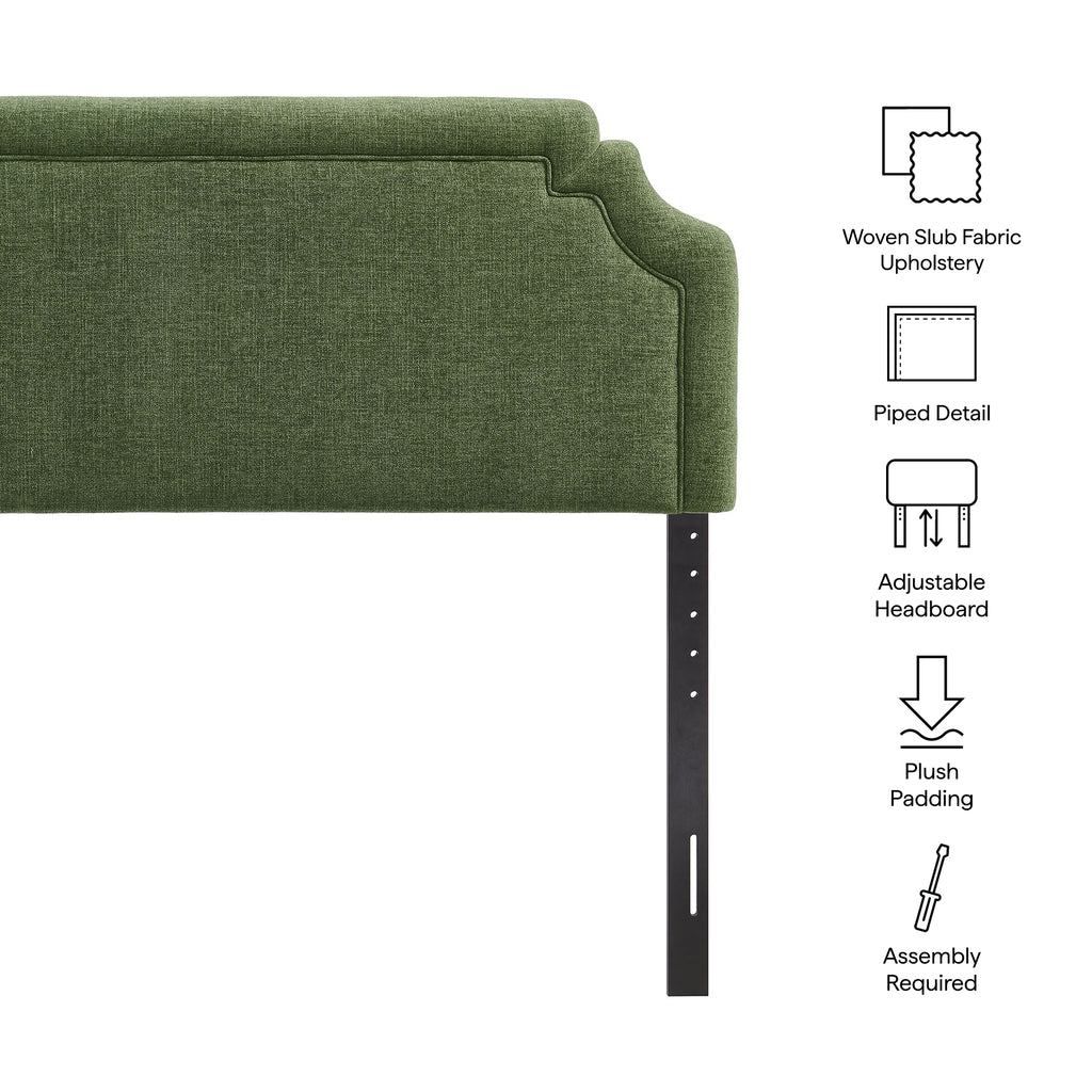 Magnolia Upholstered Fabric Queen Size Headboard - Foliage