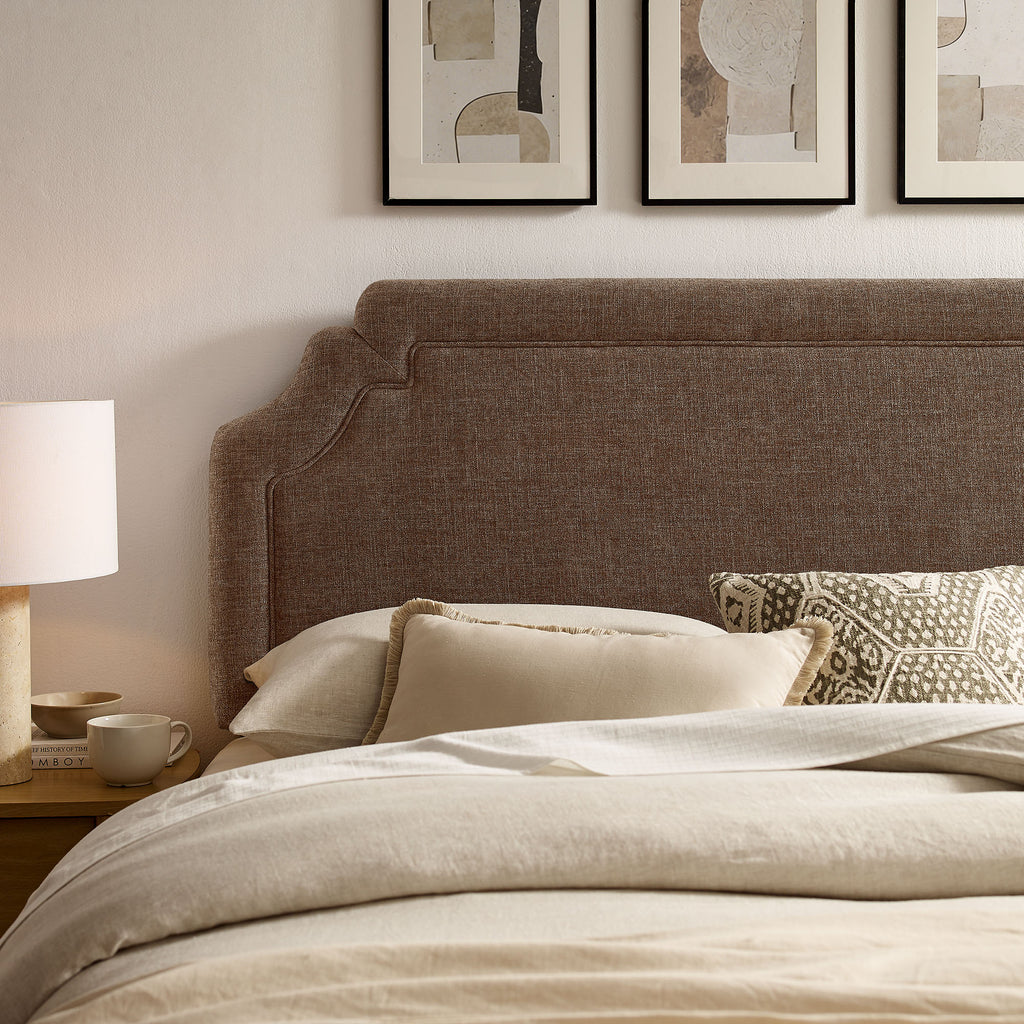Magnolia Upholstered Fabric Queen Size Headboard - Mocha