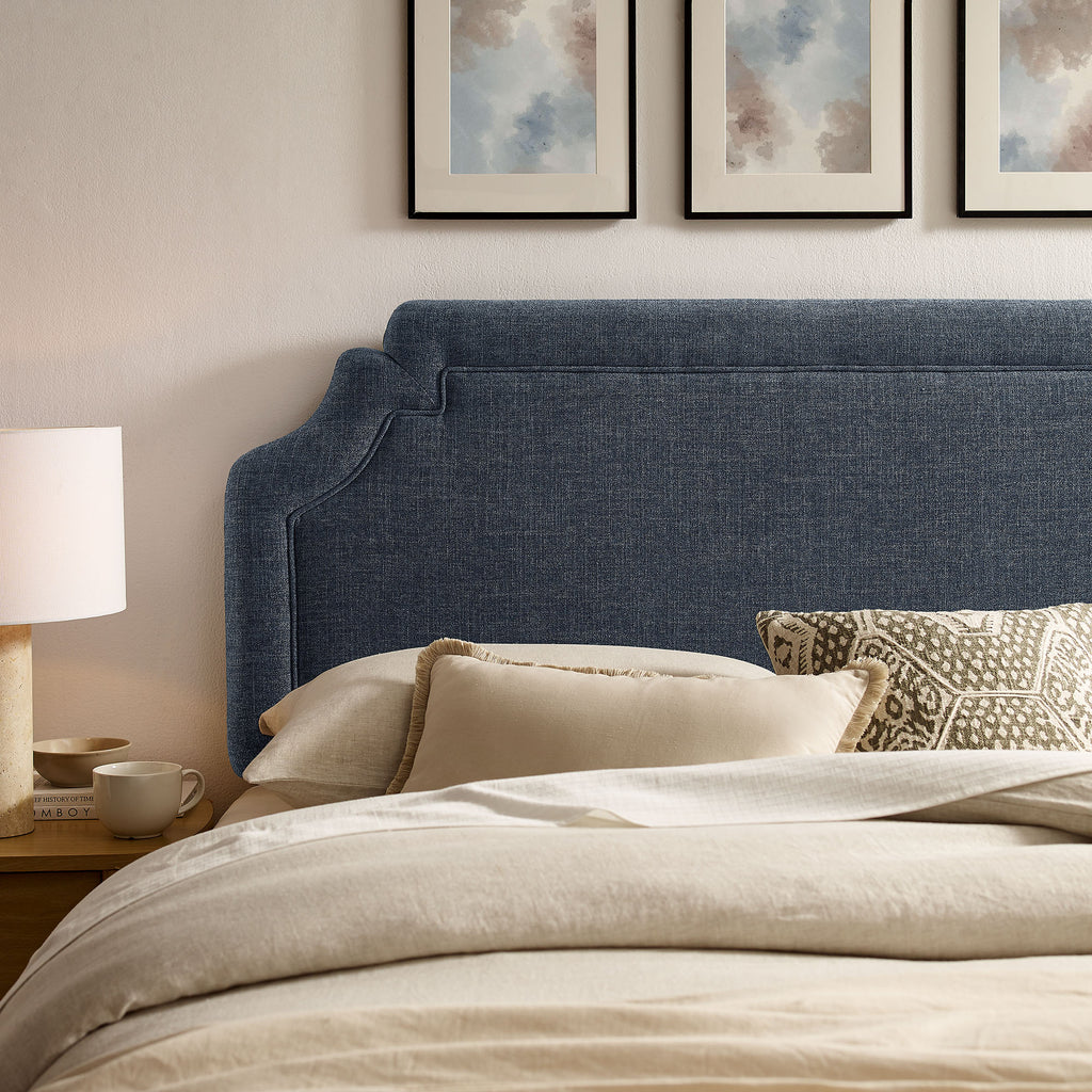 Magnolia Upholstered Fabric Queen Size Headboard - Slate Blue