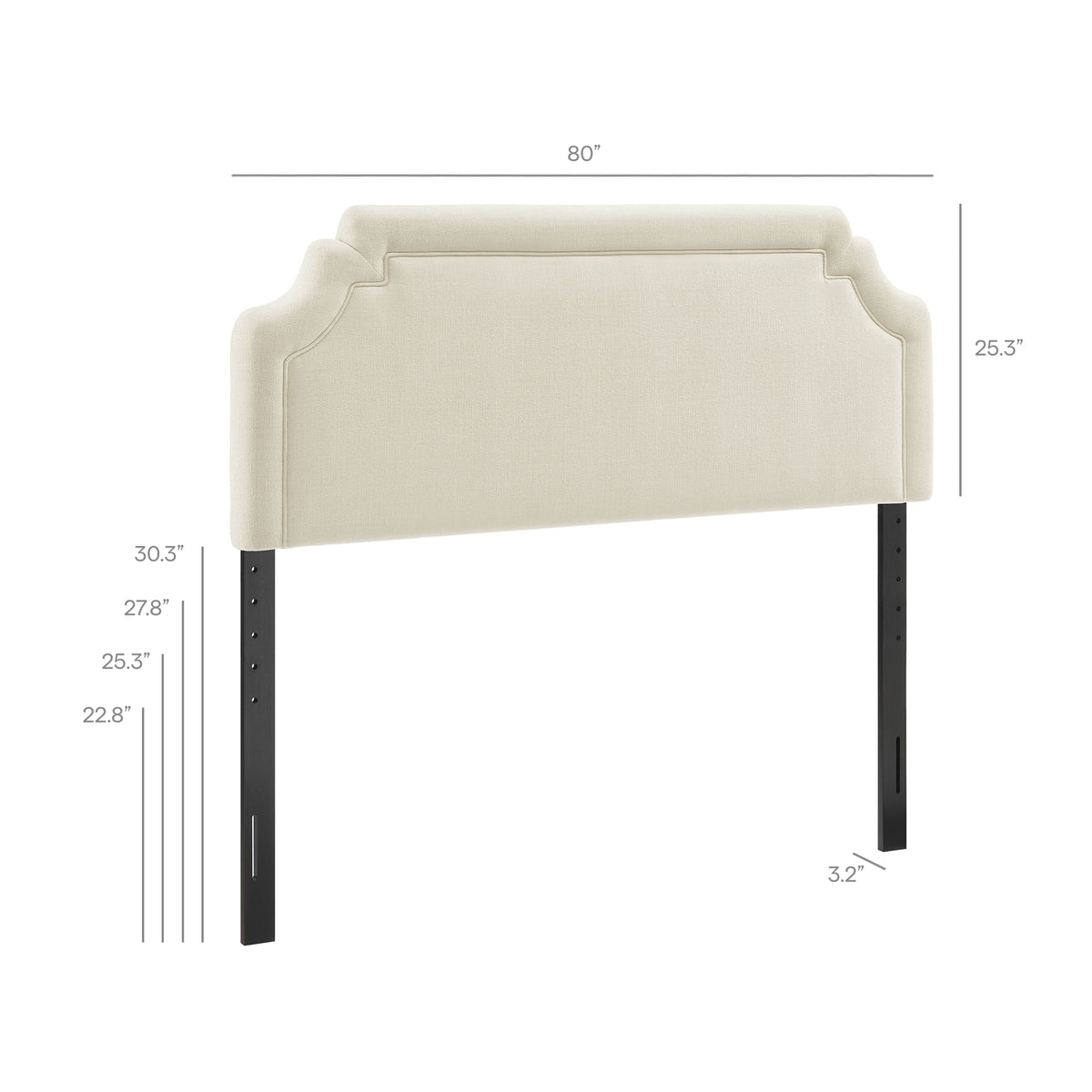 Magnolia Upholstered Fabric King Size Headboard - Ecru