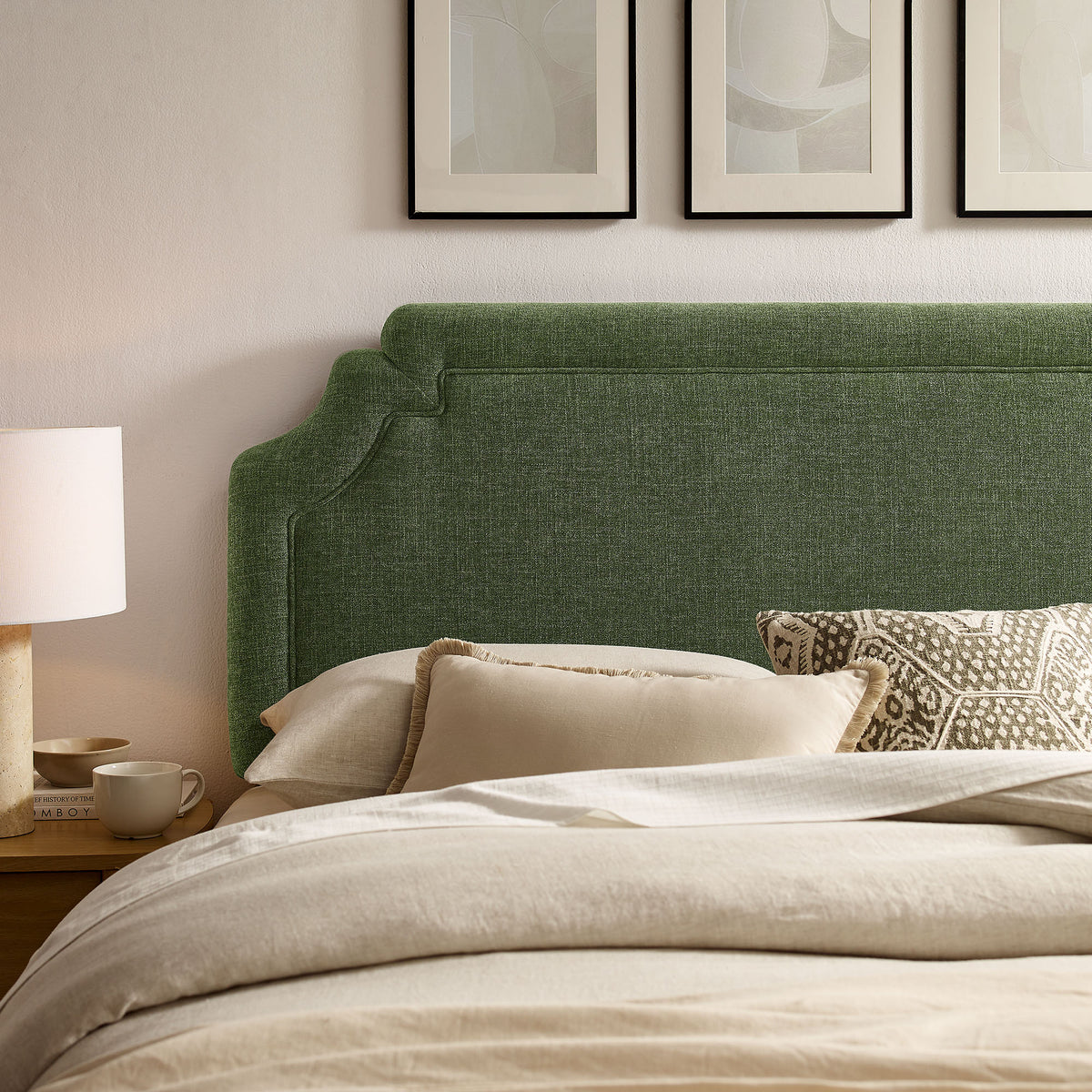 Magnolia Upholstered Fabric King Size Headboard - Foliage