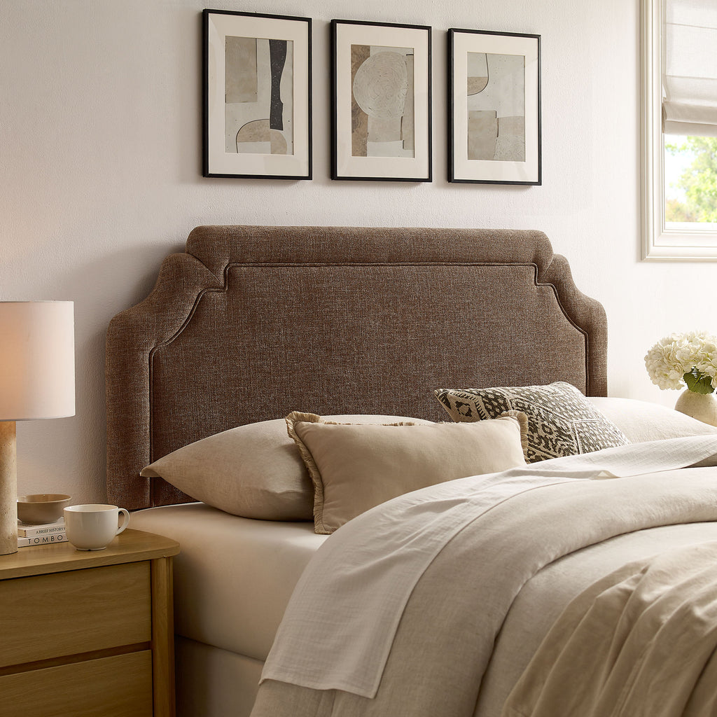 Magnolia Upholstered Fabric King Size Headboard - Mocha