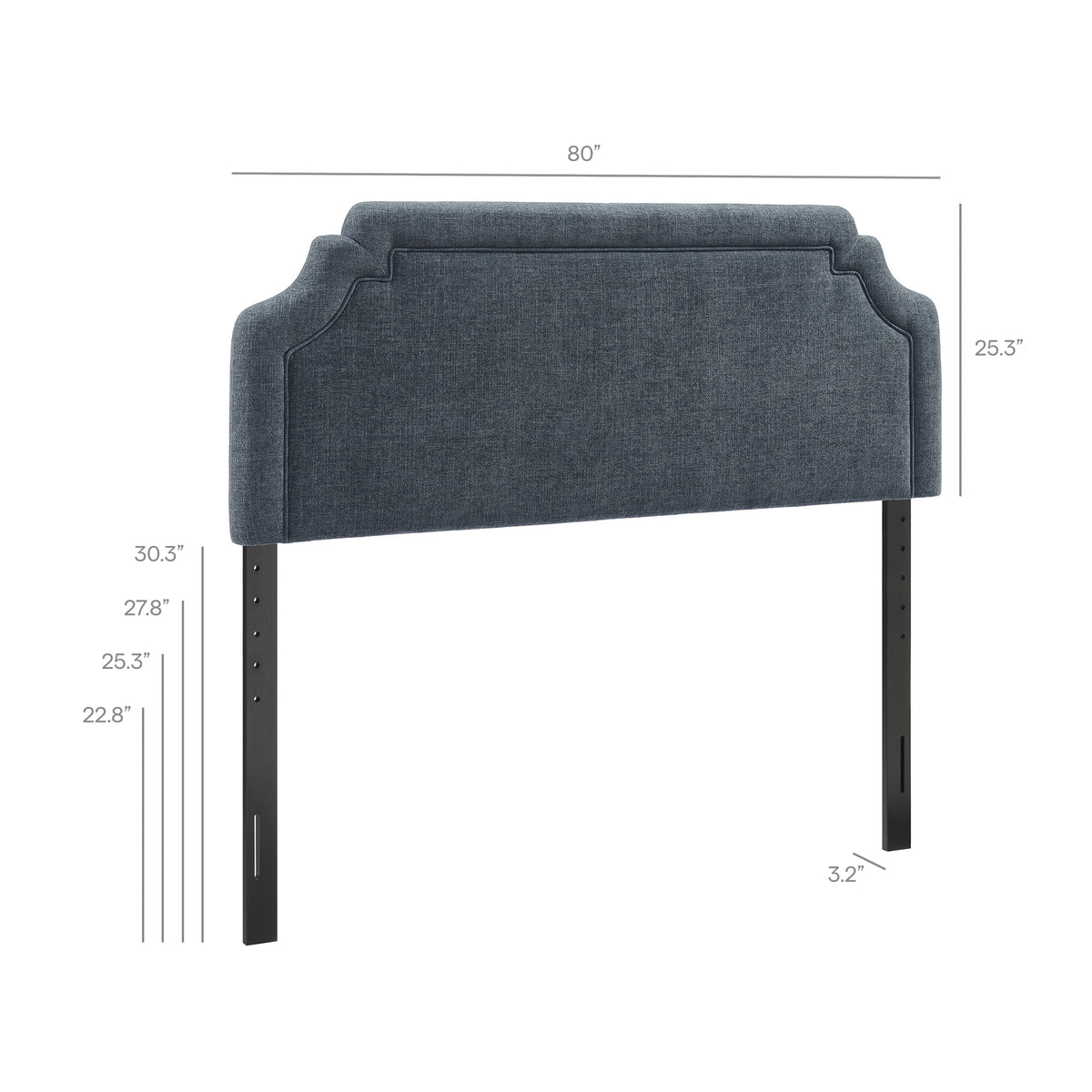 Magnolia Upholstered Fabric King Size Headboard - Slate Blue
