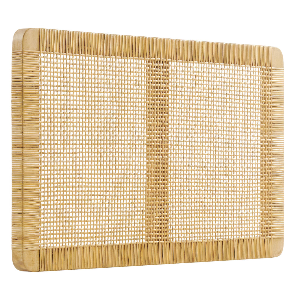 Sandy Wall Mounted Wood and Rattan Twin Size Headboard - Natural Rattan