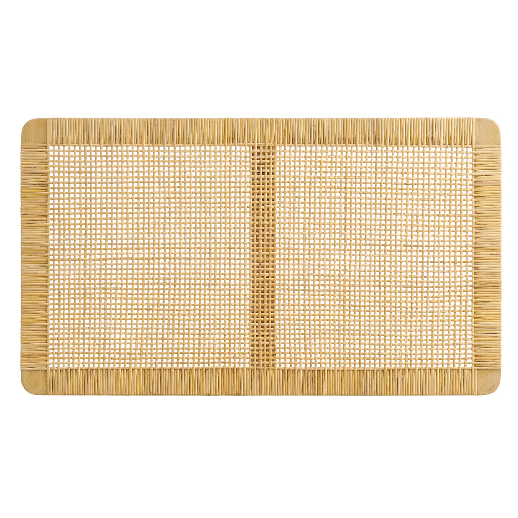 Sandy Wall Mounted Wood and Rattan Twin Size Headboard - Natural Rattan