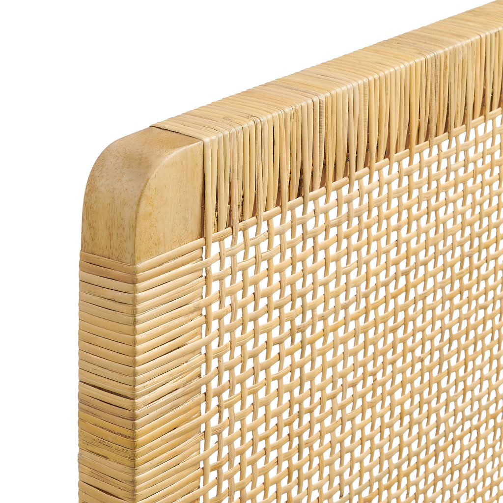 Sandy Wall Mounted Wood and Rattan Twin Size Headboard - Natural Rattan