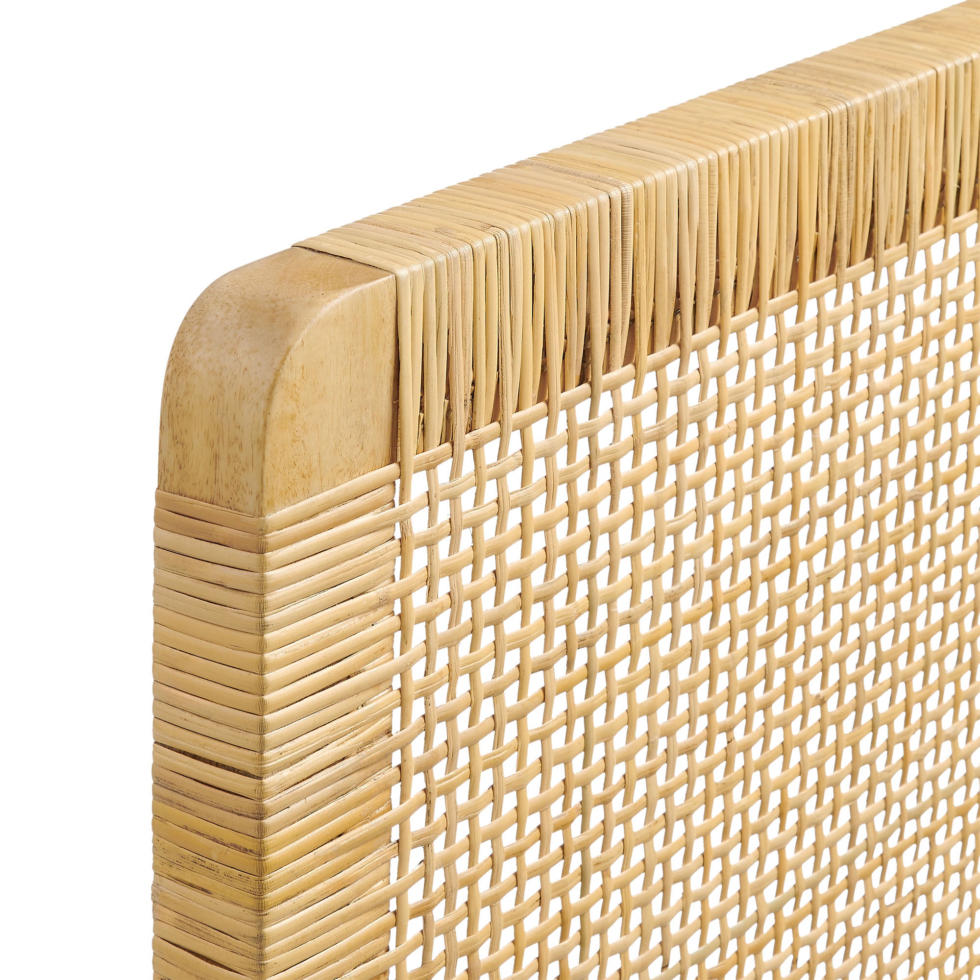 Sandy Wall Mounted Wood and Rattan Twin Size Headboard - Natural Rattan