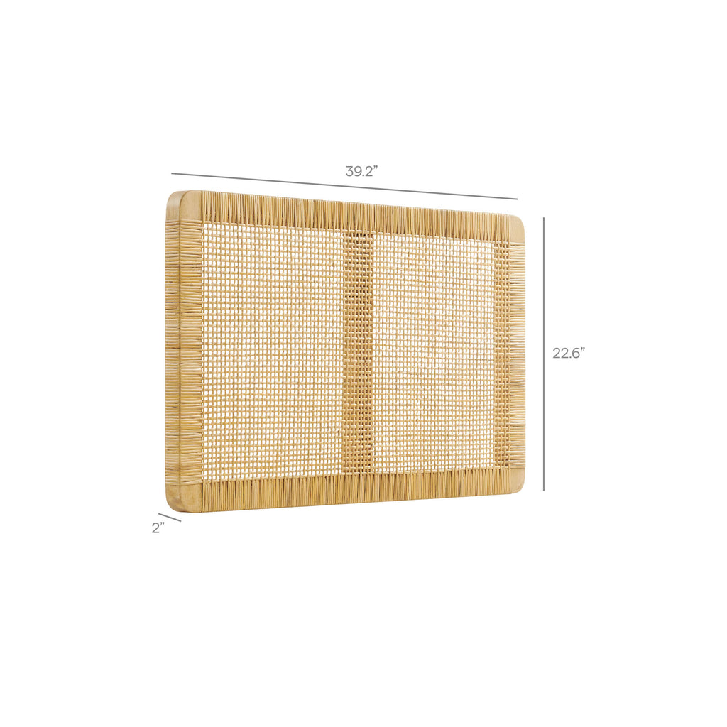 Sandy Wall Mounted Wood and Rattan Twin Size Headboard - Natural Rattan