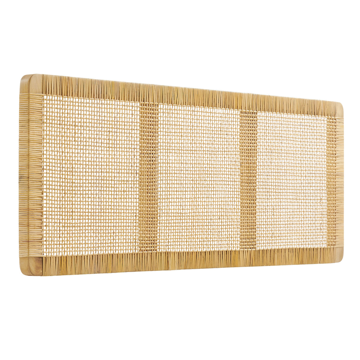 Sandy Wall Mounted Wood and Rattan King Size Headboard - Natural Rattan
