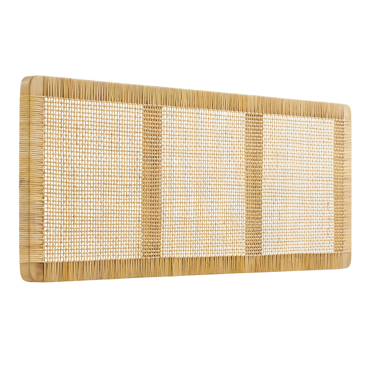 Sandy Wall Mounted Wood and Rattan Size Headboard - Natural Rattan — Natural Rattan King