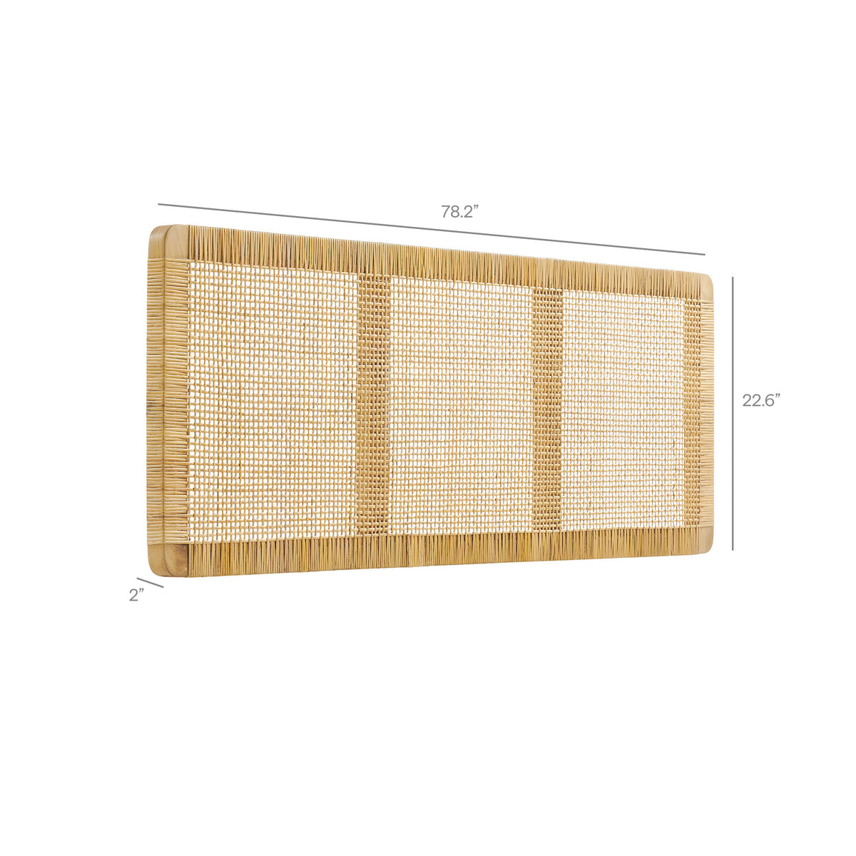 Sandy Wall Mounted Wood and Rattan King Size Headboard - Natural Rattan
