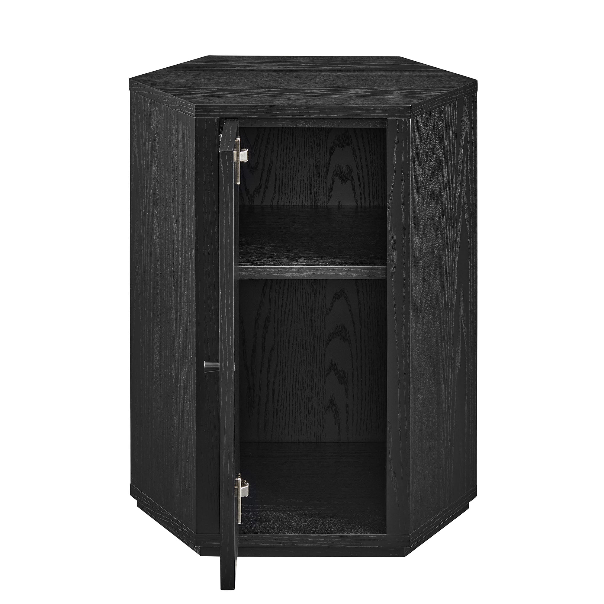 Kade Faceted Wood Side Table - Black