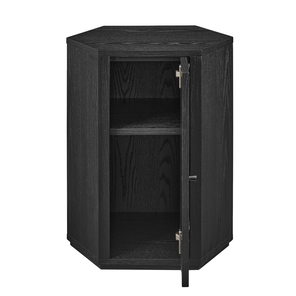 Kade Faceted Wood Side Table - Black