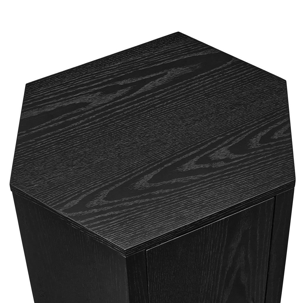 Kade Faceted Wood Side Table - Black
