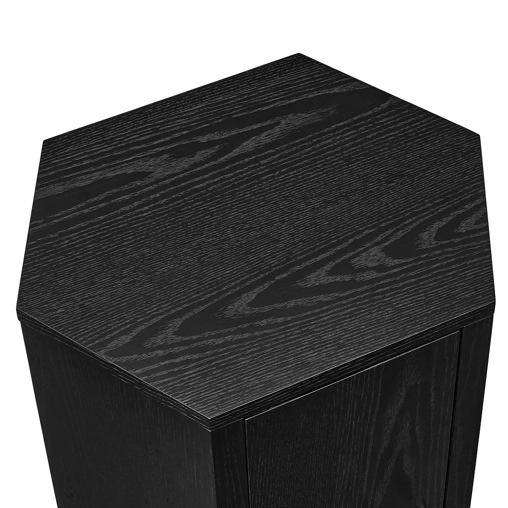 Kade Faceted Wood Side Table - Black