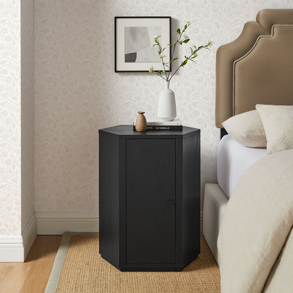 Kade Faceted Wood Side Table - Black