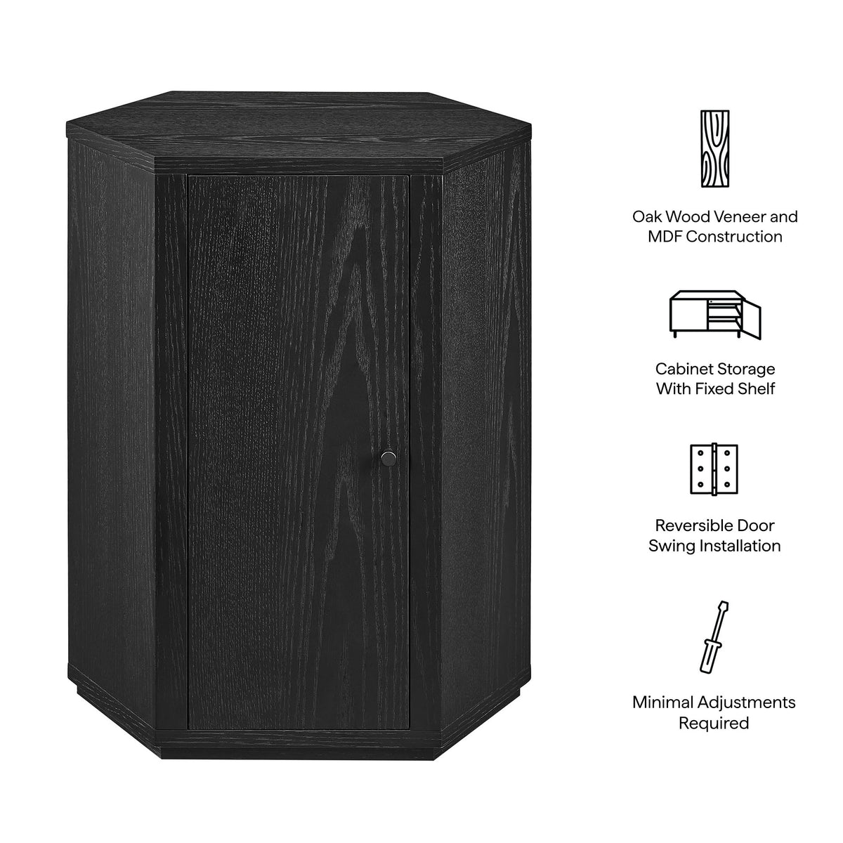 Kade Faceted Wood Side Table - Black