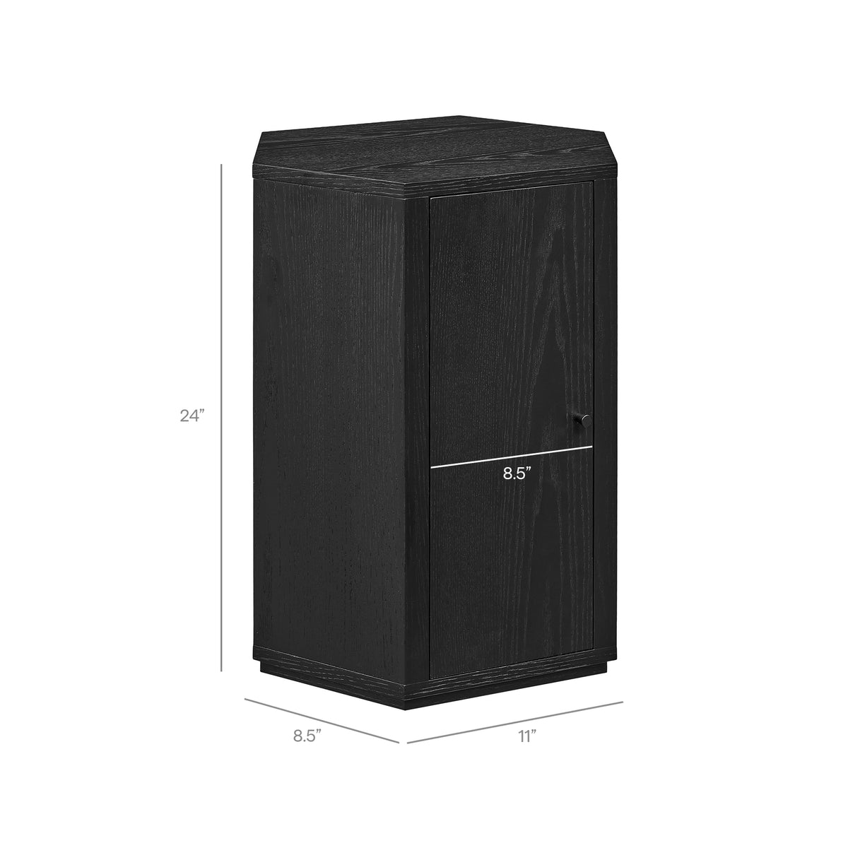 Kade Faceted Wood Side Table - Black