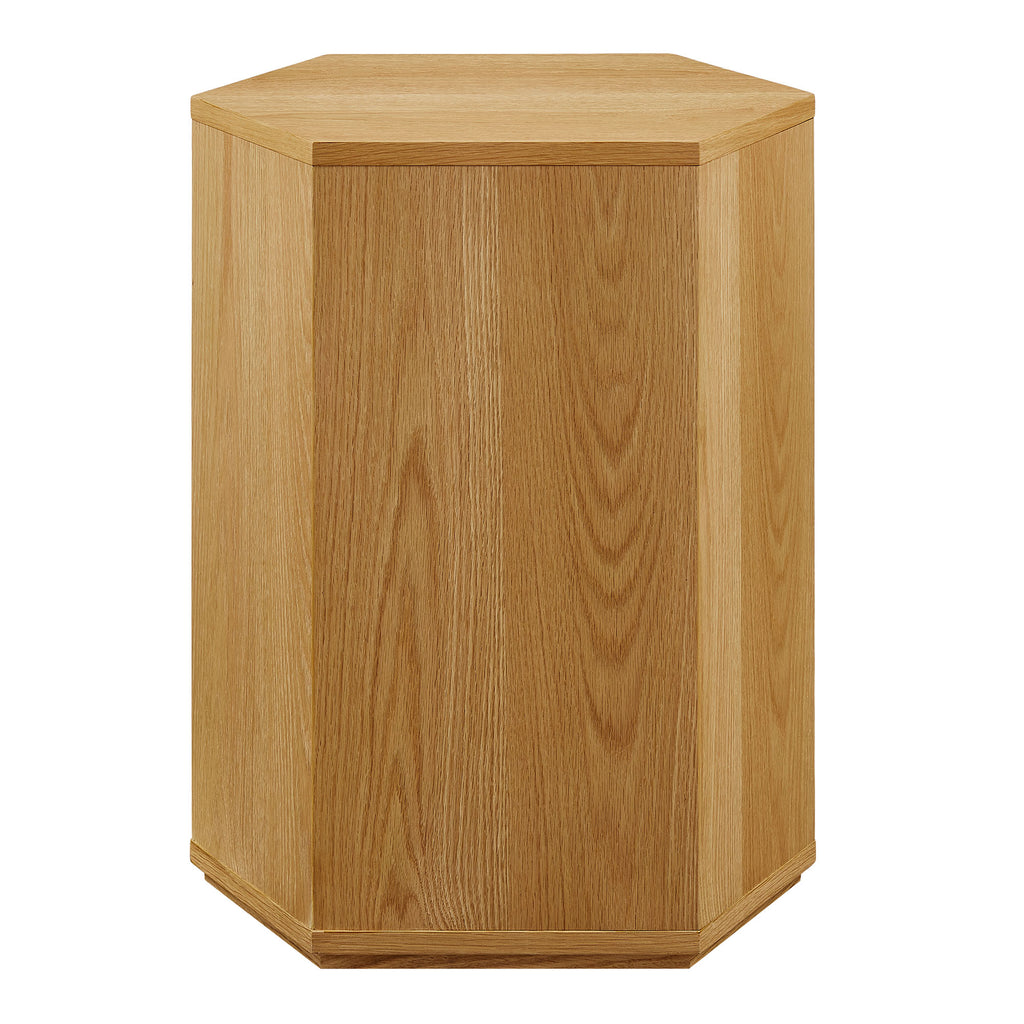 Kade Faceted Wood Side Table - Natural
