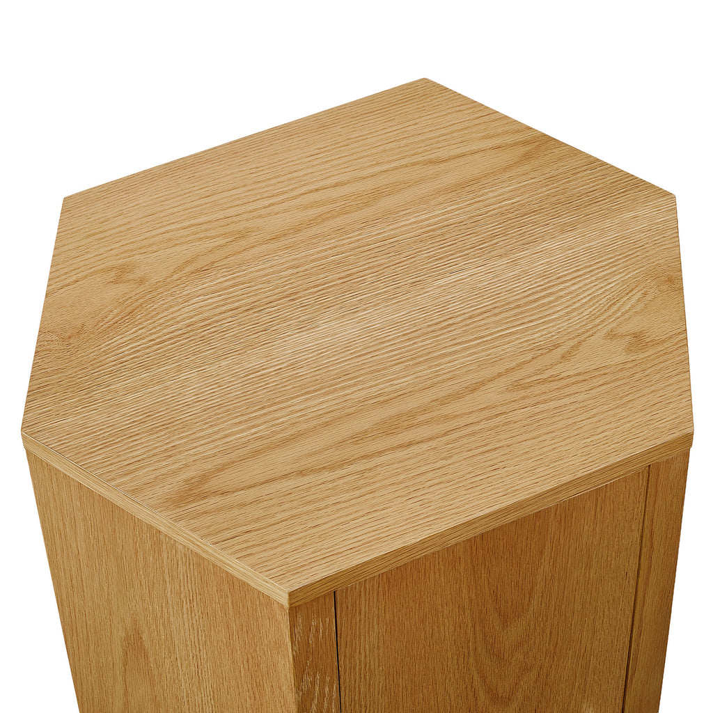 Kade Faceted Wood Side Table - Natural