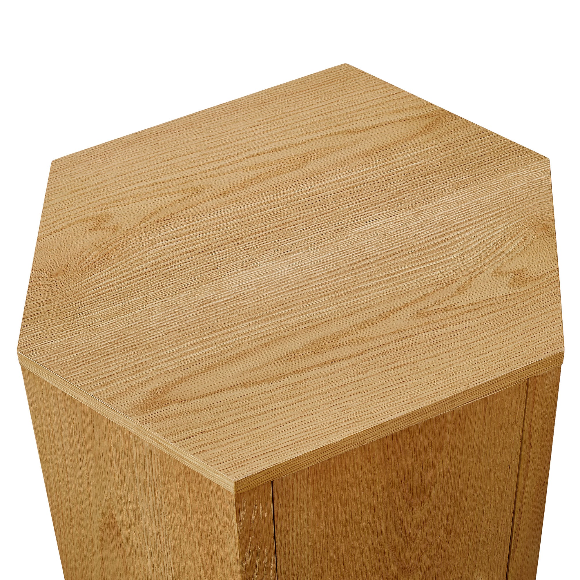 Kade Faceted Wood Side Table - Natural