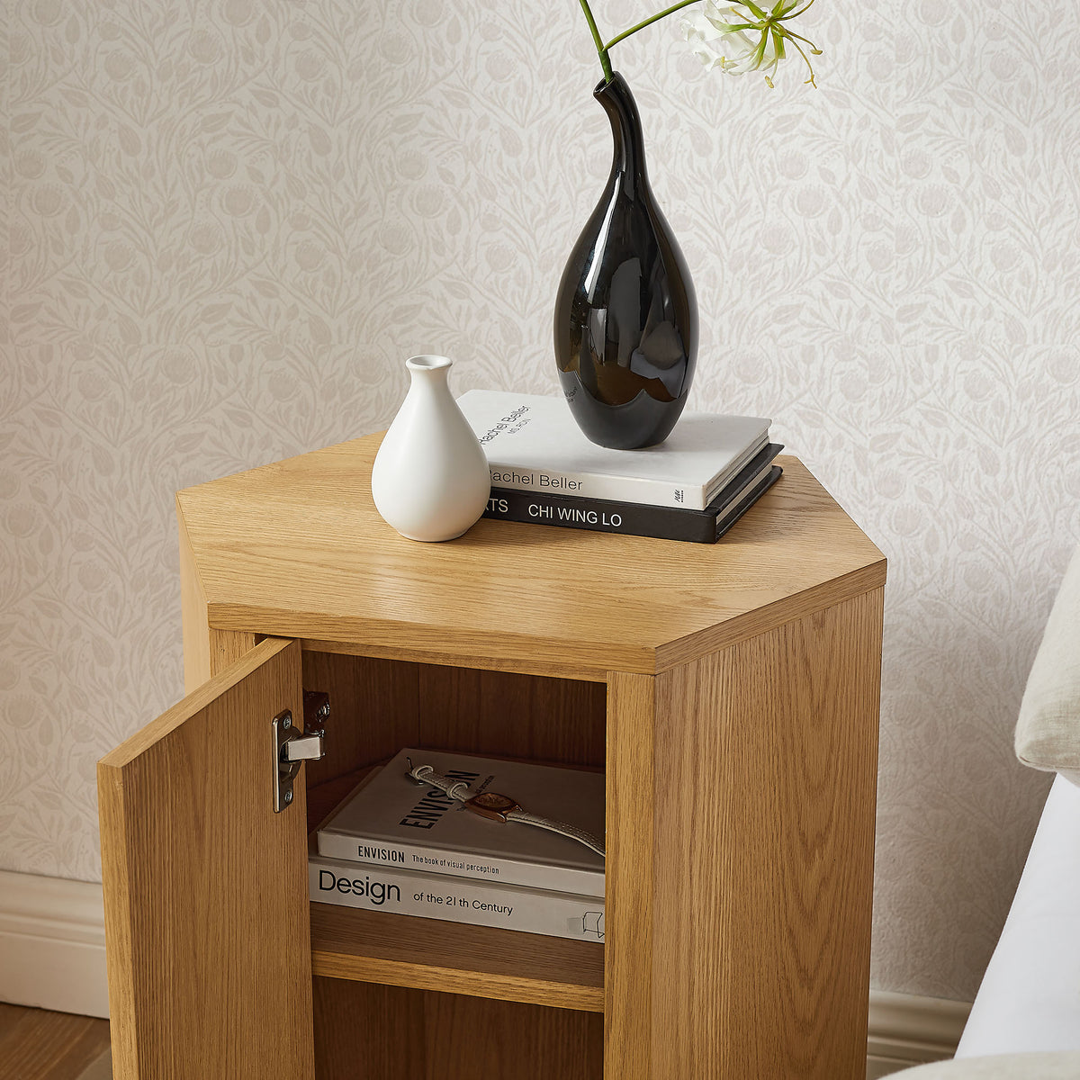 Kade Faceted Wood Side Table - Natural
