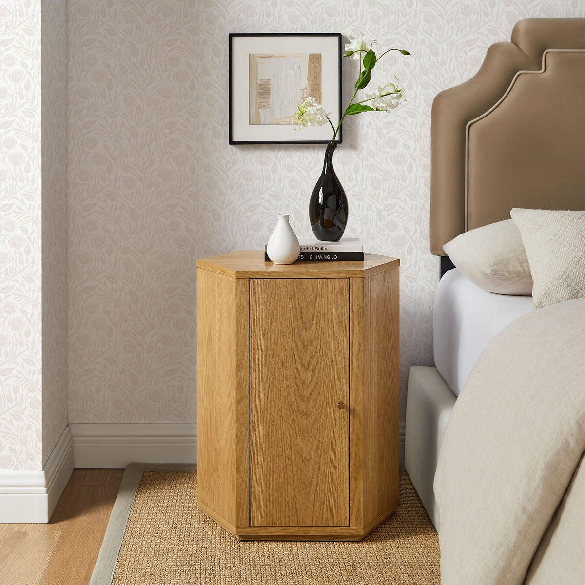 Kade Faceted Wood Side Table - Natural