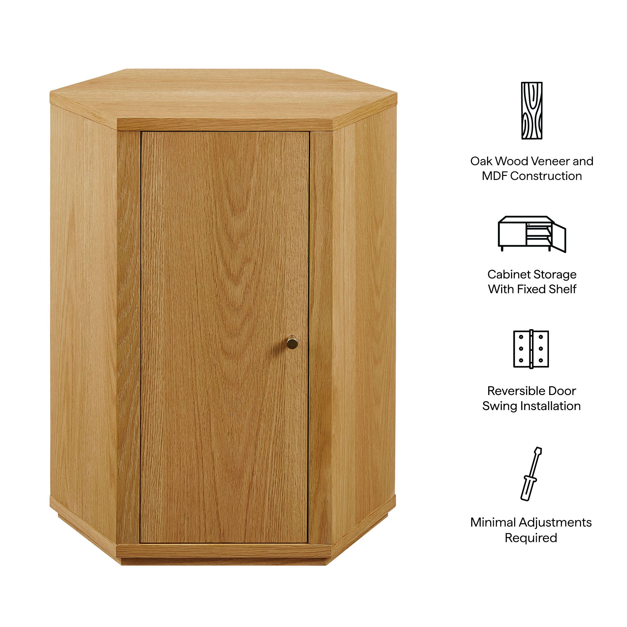 Kade Faceted Wood Side Table - Natural