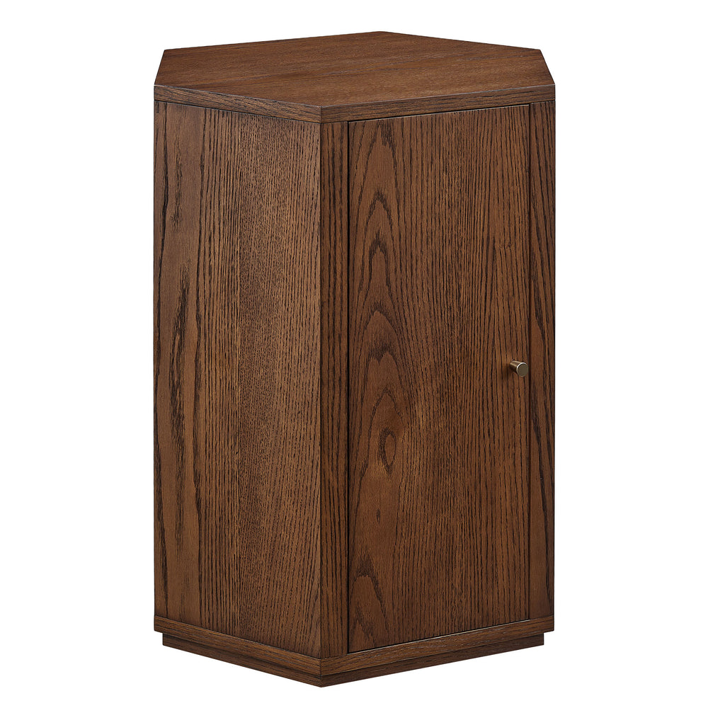 Kade Faceted Wood Side Table - Walnut