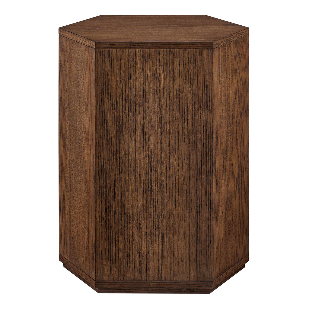 Kade Faceted Wood Side Table - Walnut