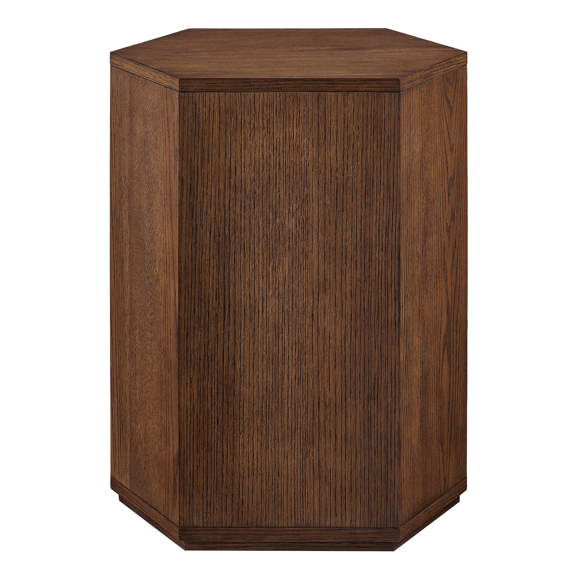 Kade Faceted Wood Side Table - Walnut