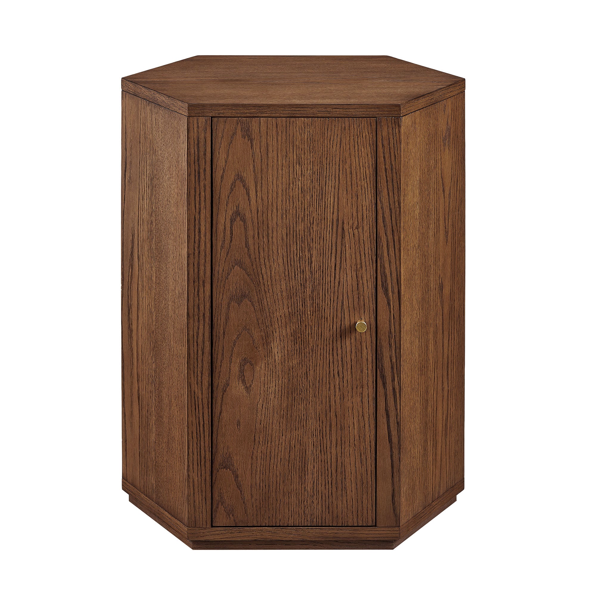 Kade Faceted Wood Side Table - Walnut