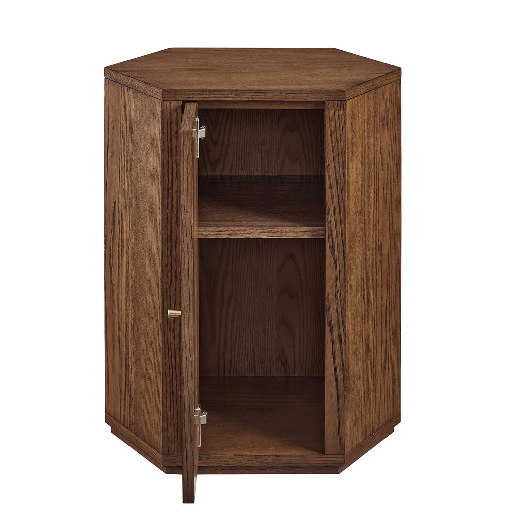 Kade Faceted Wood Side Table - Walnut