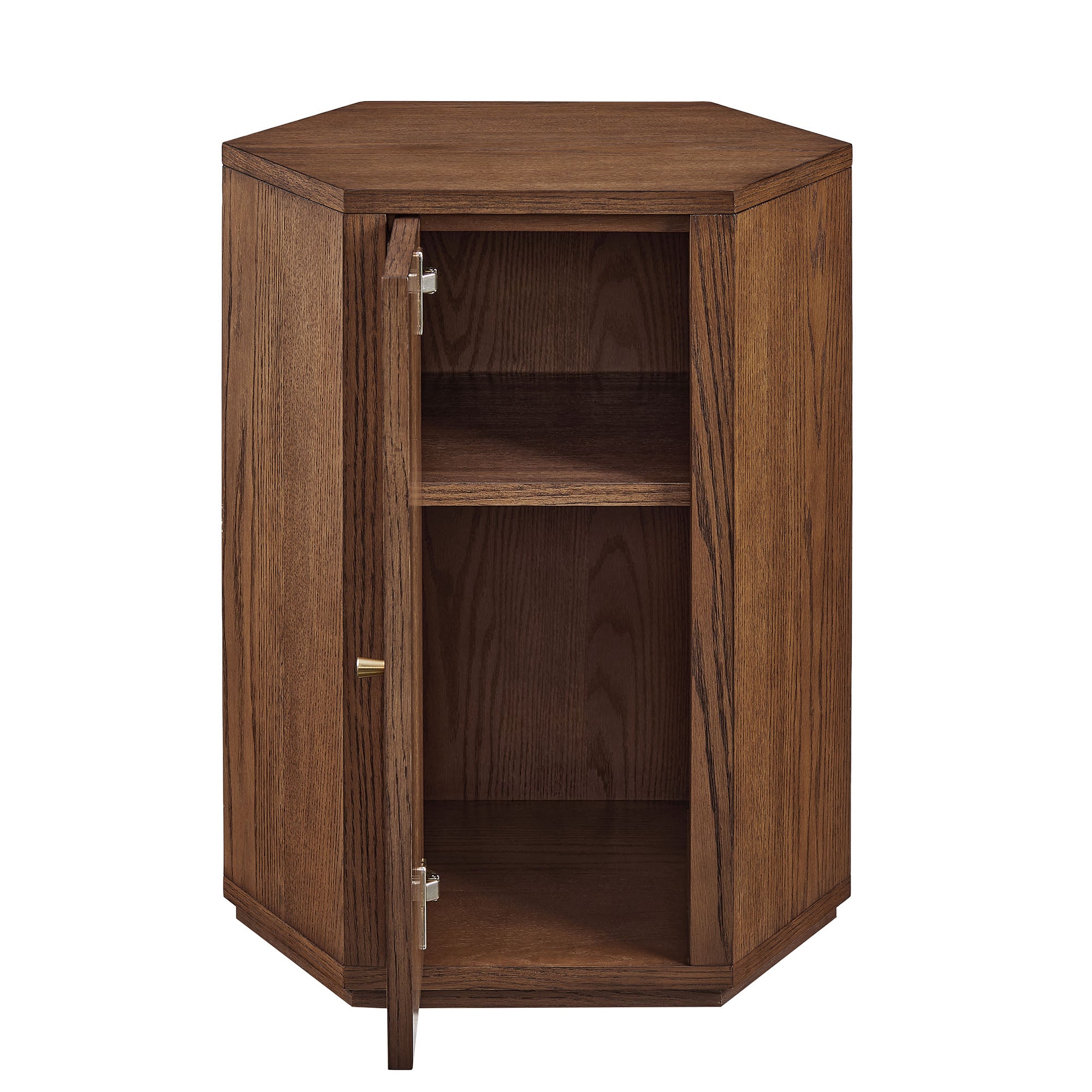 Kade Faceted Wood Side Table - Walnut