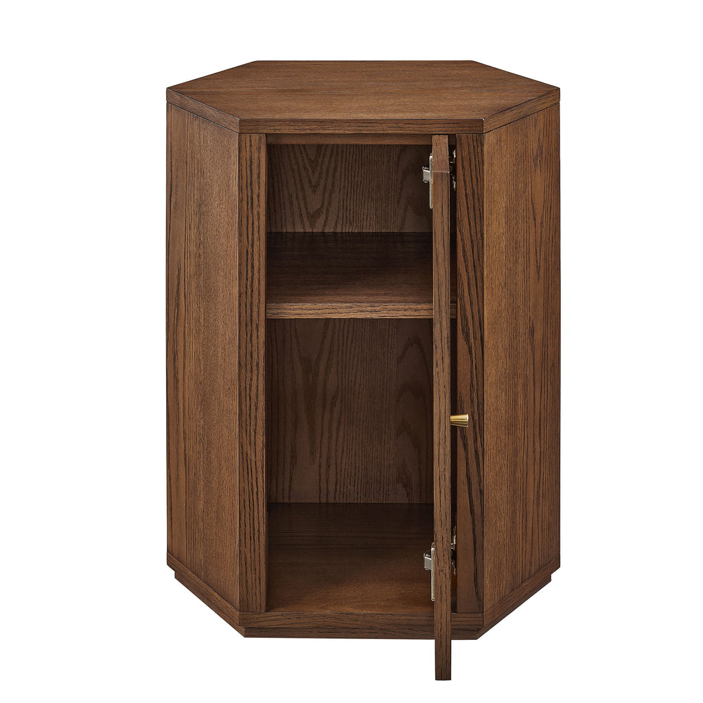Kade Faceted Wood Side Table - Walnut