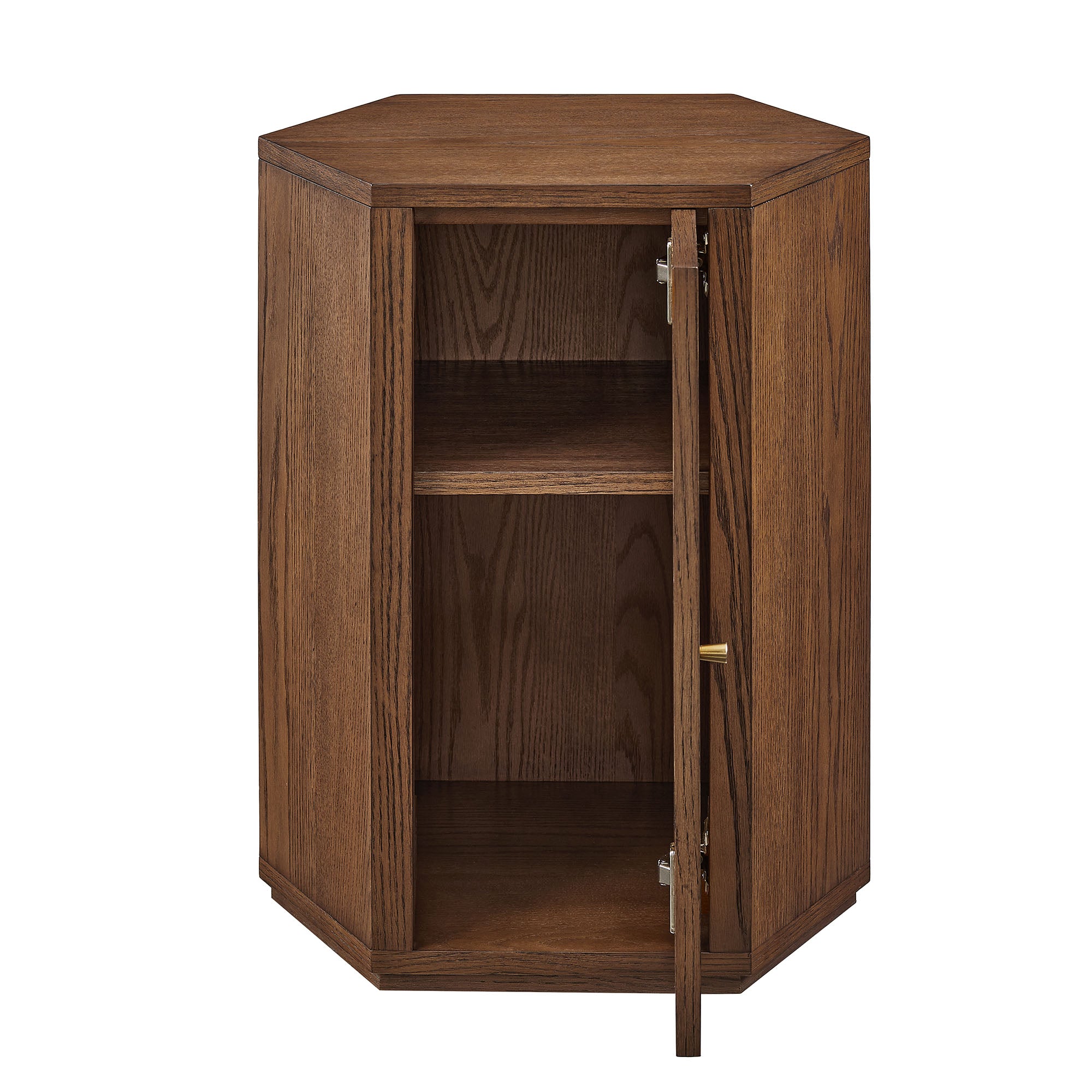 Kade Faceted Wood Side Table - Walnut