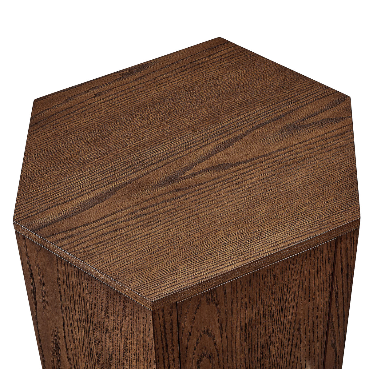Kade Faceted Wood Side Table - Walnut