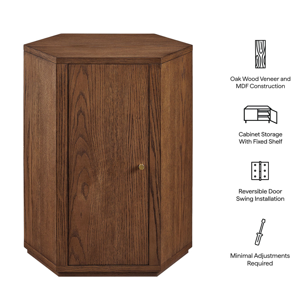 Kade Faceted Wood Side Table - Walnut