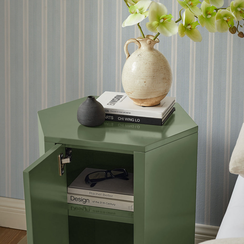Kade Faceted Semi-Gloss Side Table - Cypress