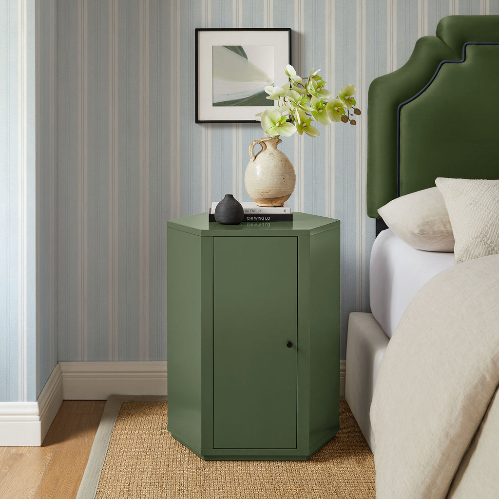 Kade Faceted Semi-Gloss Side Table - Cypress
