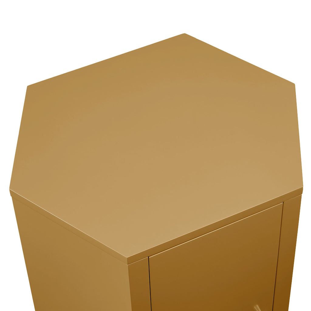 Kade Faceted Semi-Gloss Side Table - Mustard