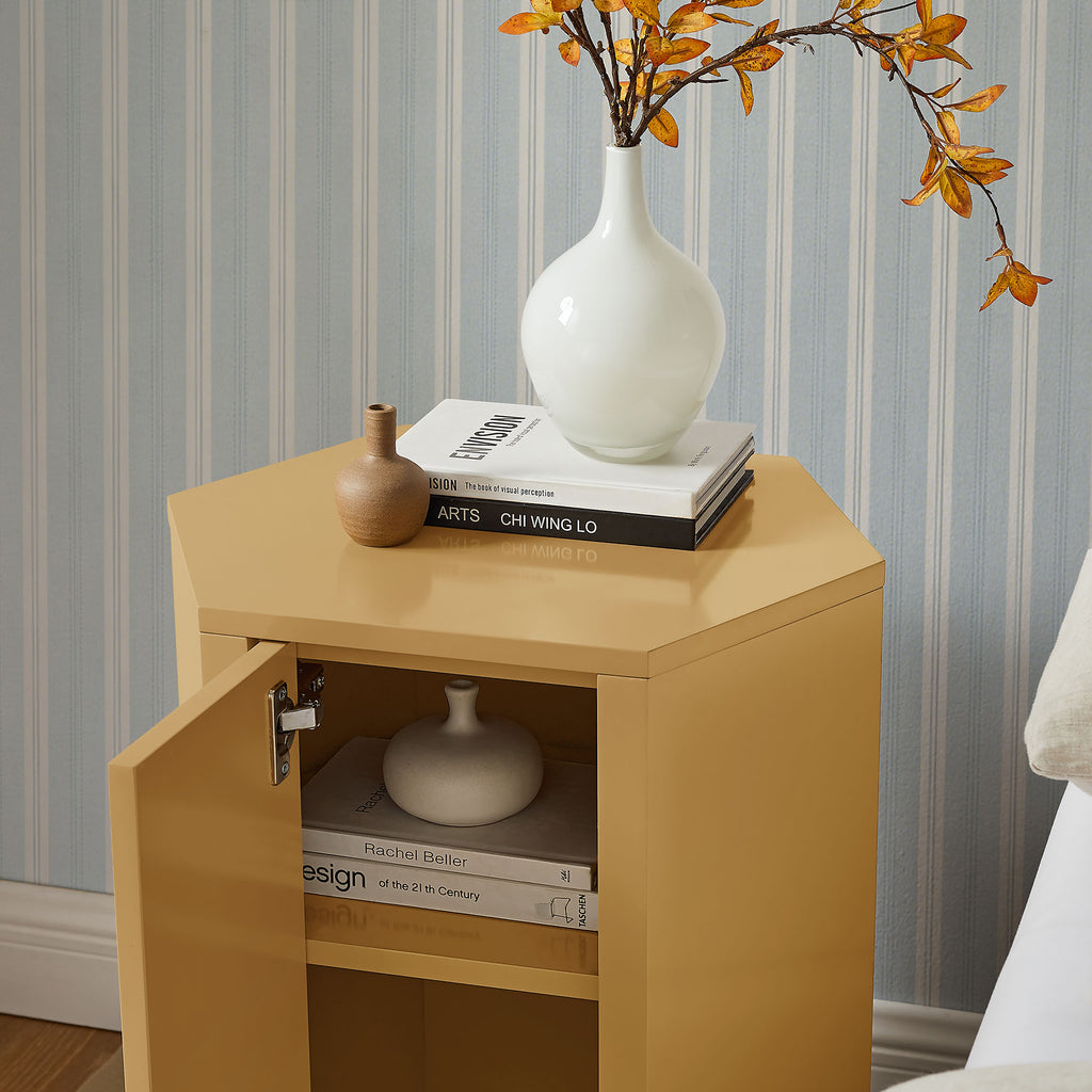 Kade Faceted Semi-Gloss Side Table - Mustard