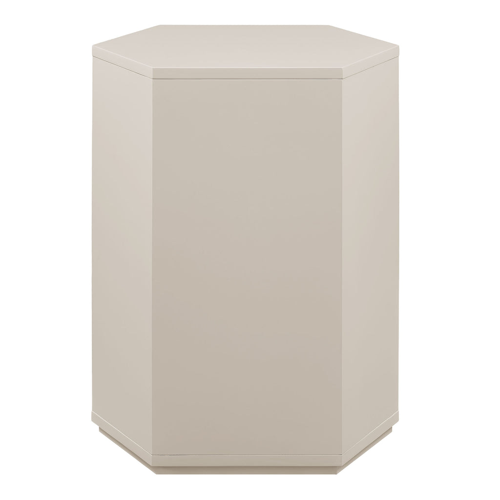 Kade Faceted Semi-Gloss Side Table - Putty