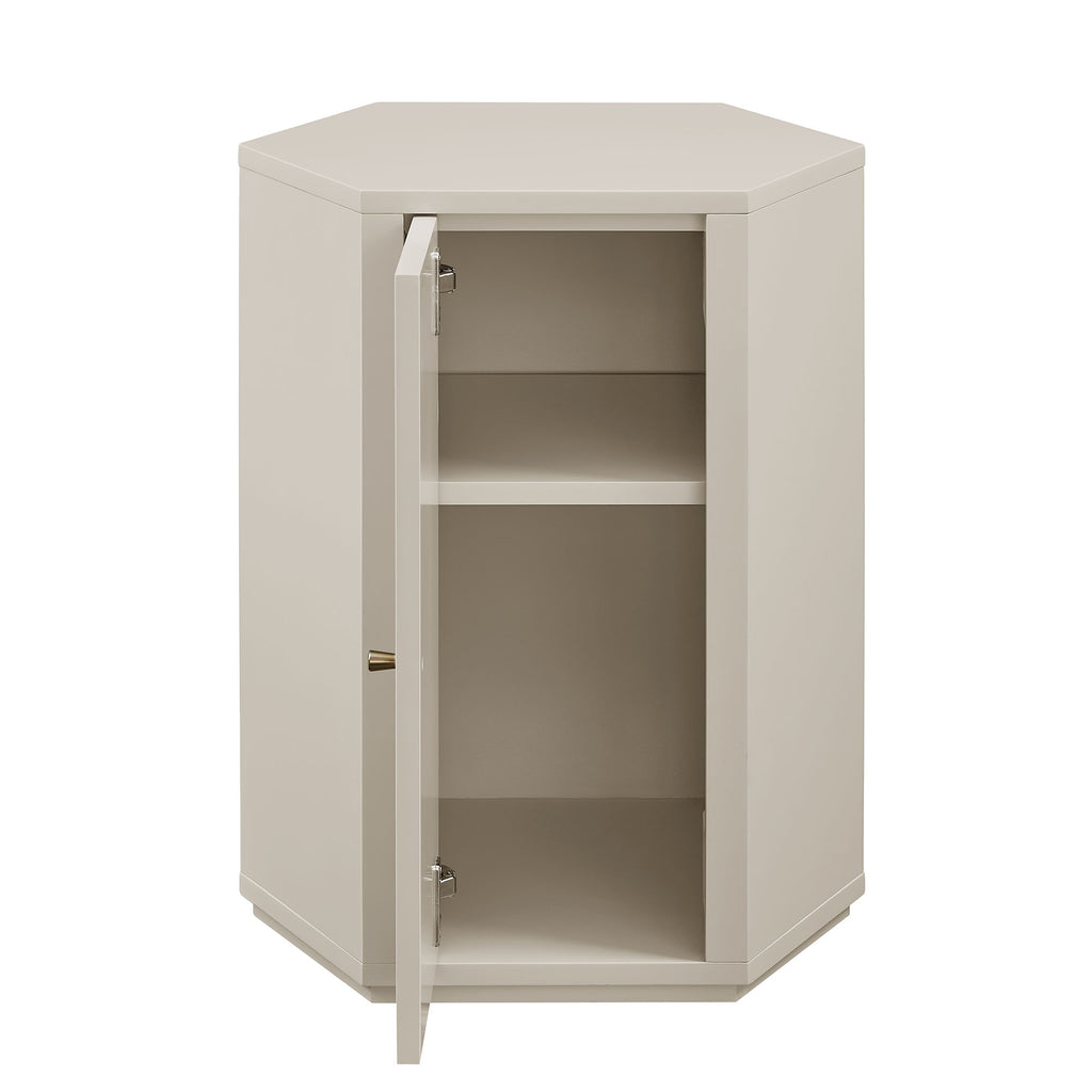 Kade Faceted Semi-Gloss Side Table - Putty