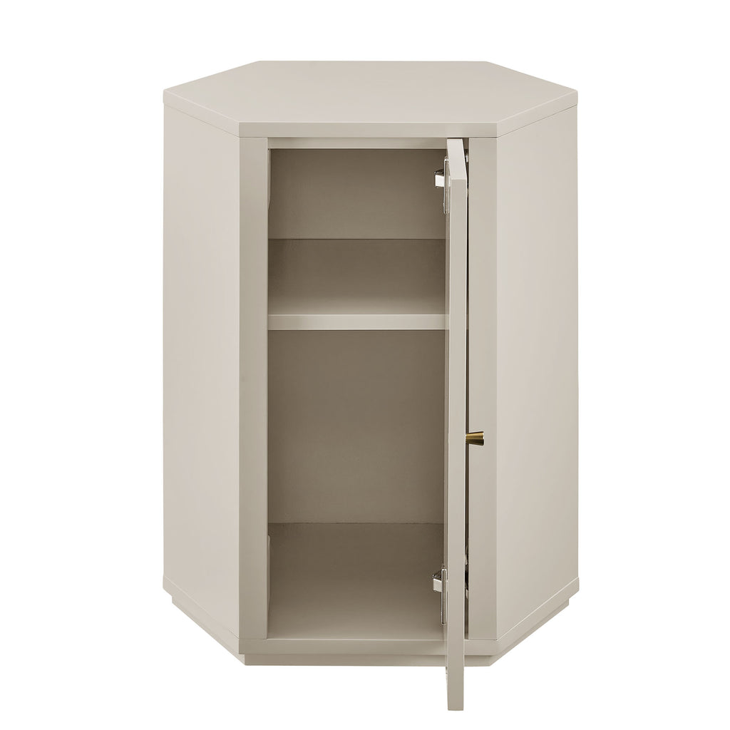 Kade Faceted Semi-Gloss Side Table - Putty
