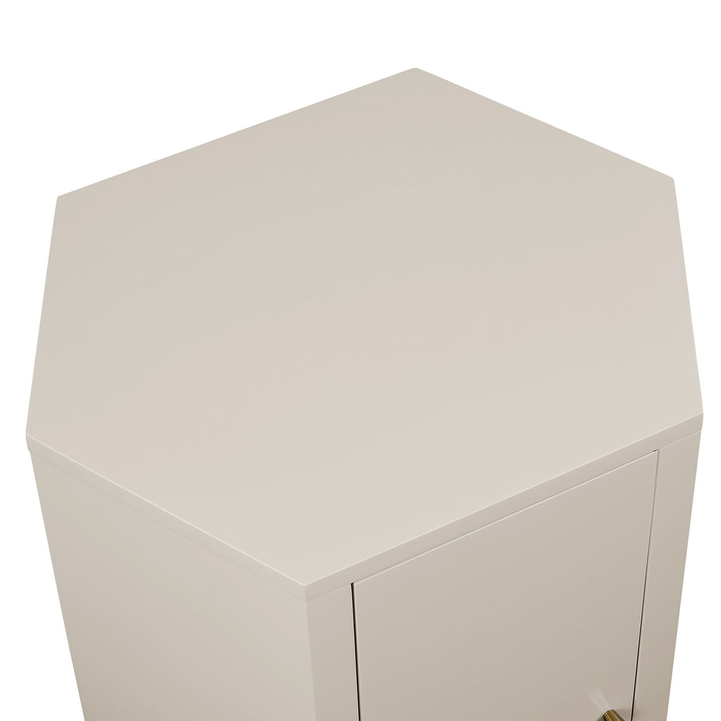 Kade Faceted Semi-Gloss Side Table - Putty