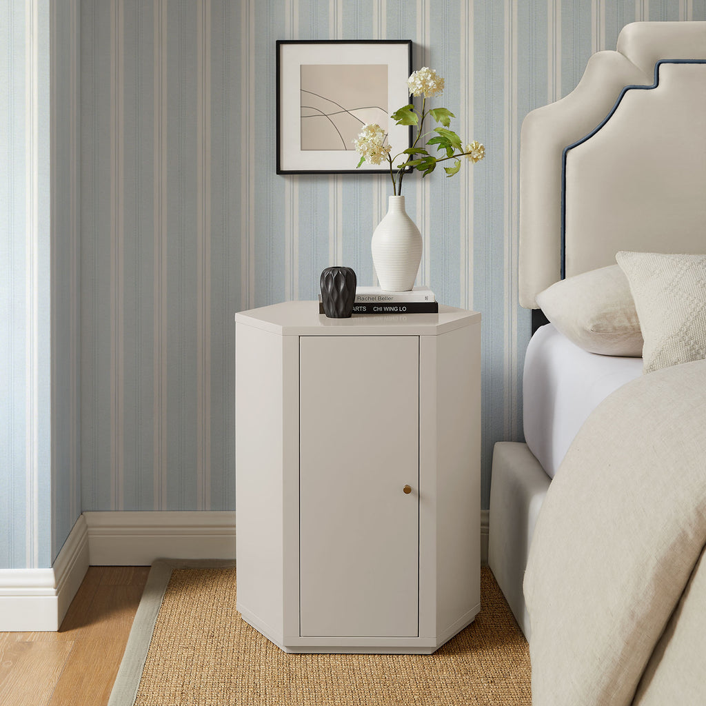 Kade Faceted Semi-Gloss Side Table - Putty