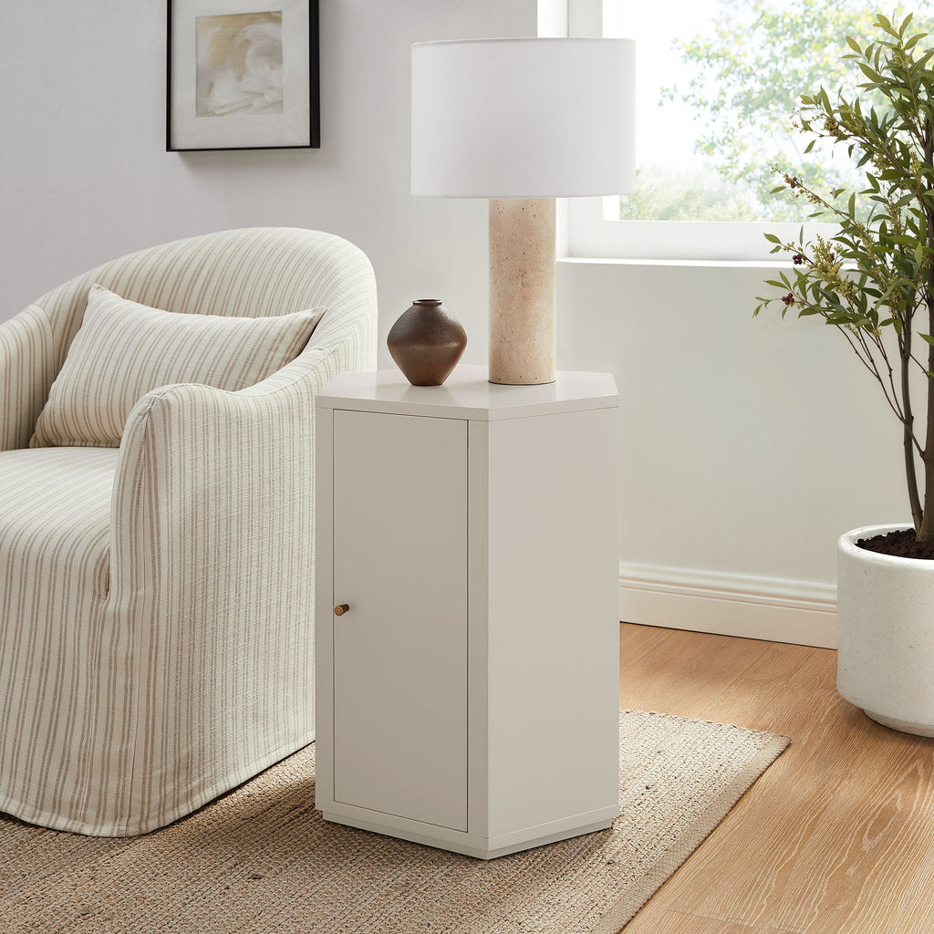 Kade Faceted Semi-Gloss Side Table - Putty