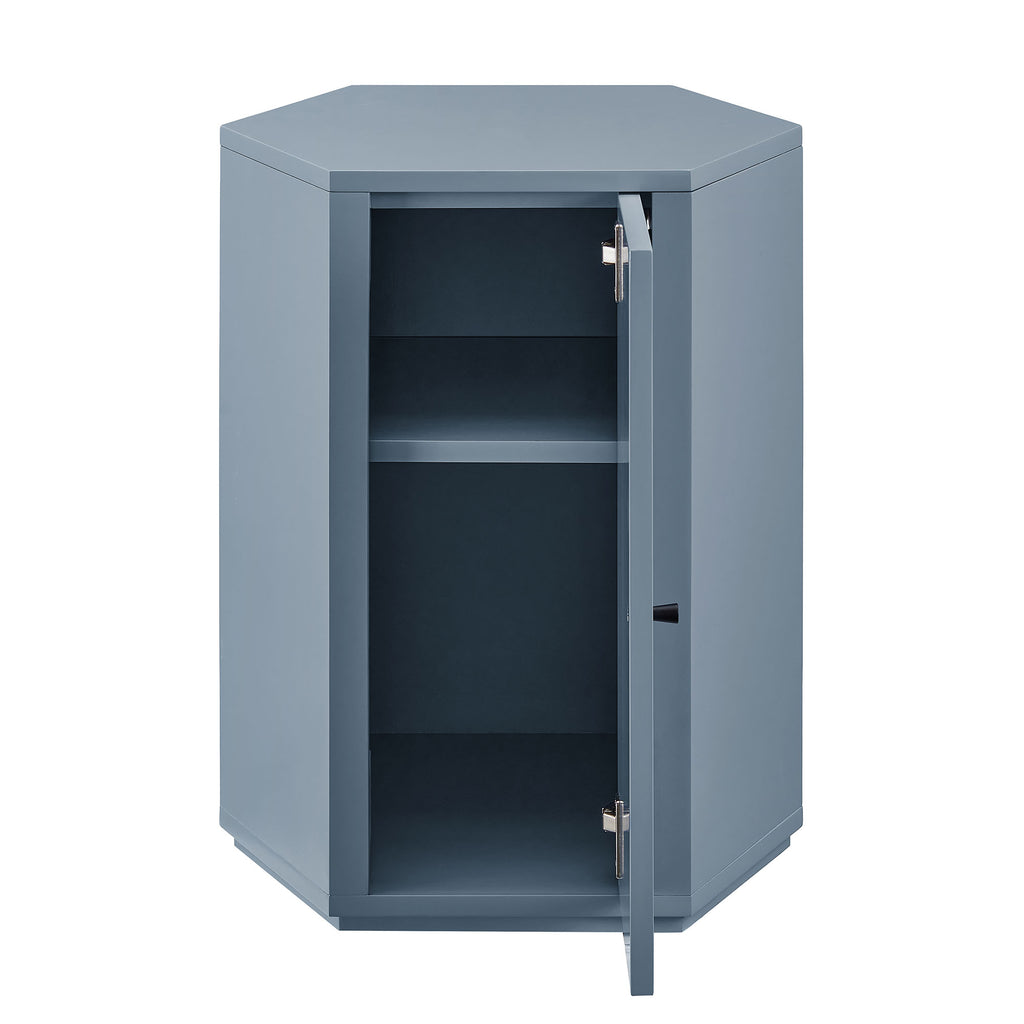 Kade Faceted Semi-Gloss Side Table - Stillwater Blue