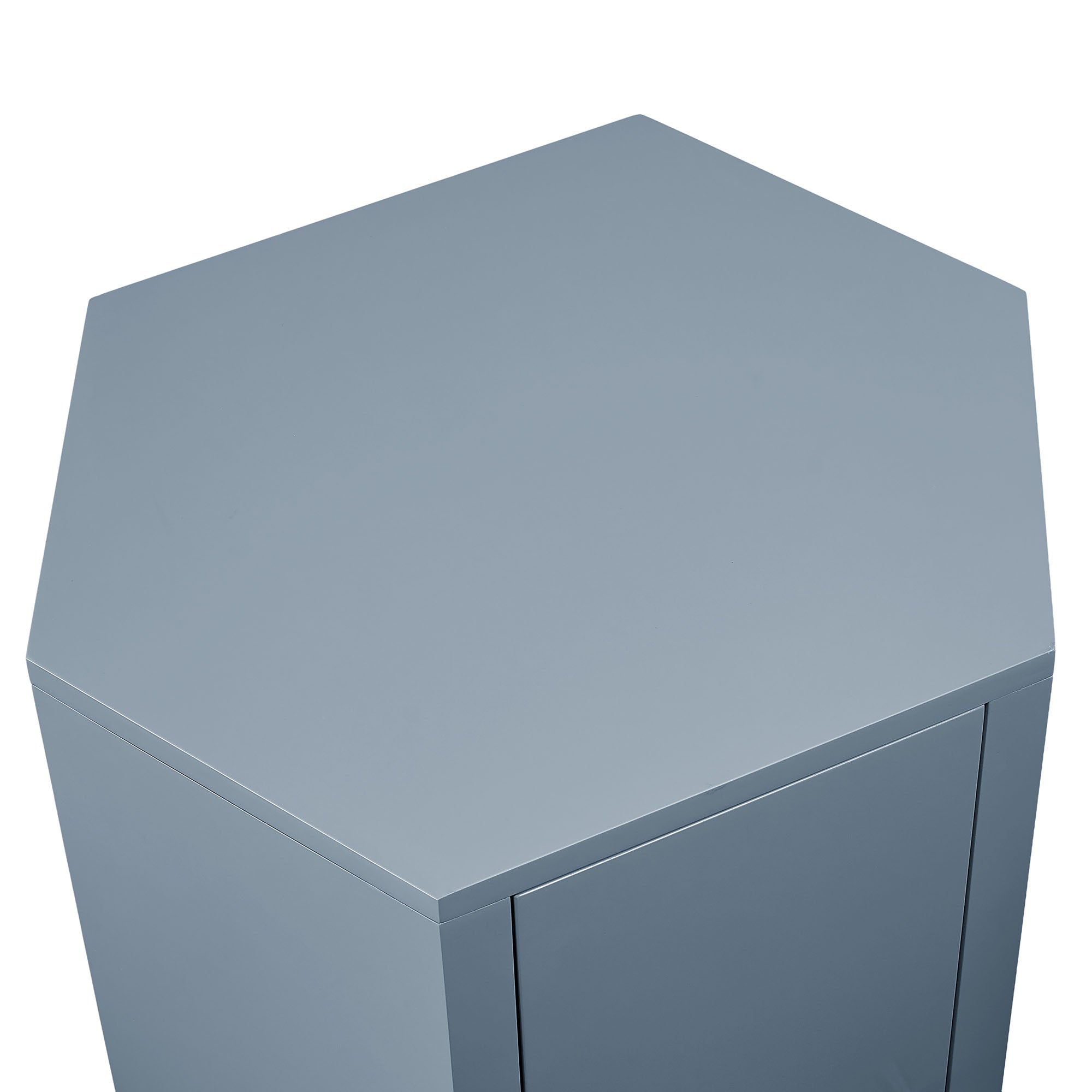 Kade Faceted Semi-Gloss Side Table - Stillwater Blue